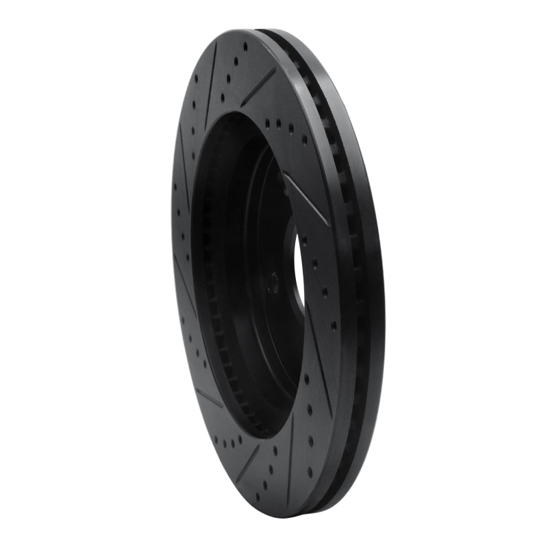 R1 Concepts R1 08-12 Jeep J8 Front Right Drilled & Slotted Black Brake Rotor