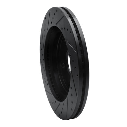 R1 Concepts R1 08-12 Jeep J8 Front Right Drilled & Slotted Black Brake Rotor