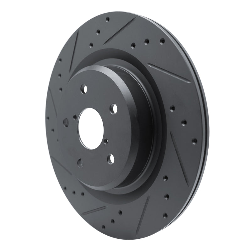 R1 Concepts R1 -25 Subaru Ascent Rear Left Drilled & Slotted Black Brake Rotor