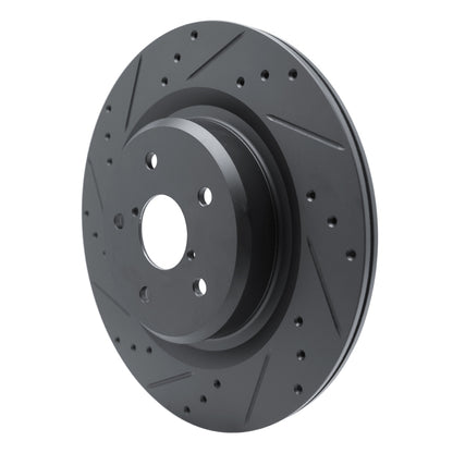 R1 Concepts R1 -25 Subaru Ascent Rear Left Drilled & Slotted Black Brake Rotor