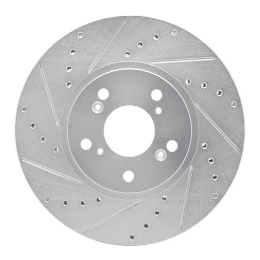 R1 Concepts R1 99-14 Acura TSX Front Left Drilled & Slotted Silver Brake Rotor