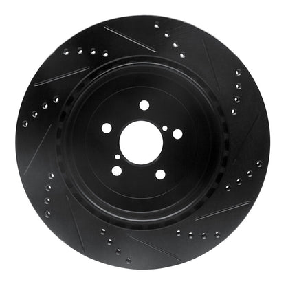 R1 Concepts R1 03-04 Subaru Impreza Rear Left Drilled & Slotted Black Brake Rotor