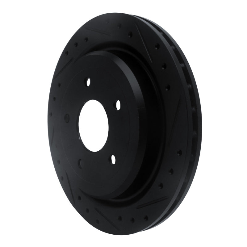 R1 Concepts R1 97-13 Cadillac XLR Rear Right Drilled & Slotted Black Brake Rotor