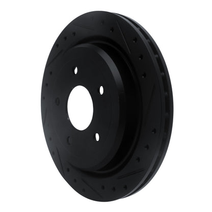 R1 Concepts R1 97-13 Cadillac XLR Rear Right Drilled & Slotted Black Brake Rotor