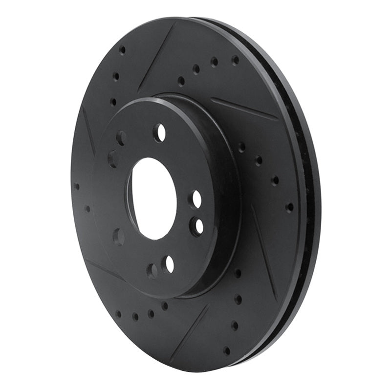 R1 Concepts R1 90-95 Mercedes-Benz E420 Front Left Drilled & Slotted Black Brake Rotor