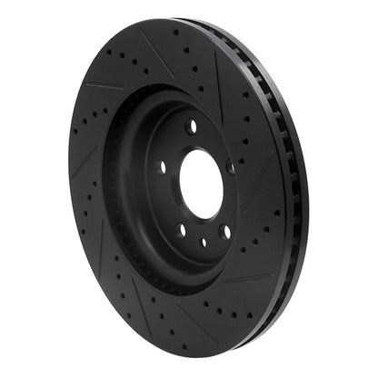 R1 Concepts R1 11-19 Ford Flex Front Left Drilled & Slotted Black Brake Rotor