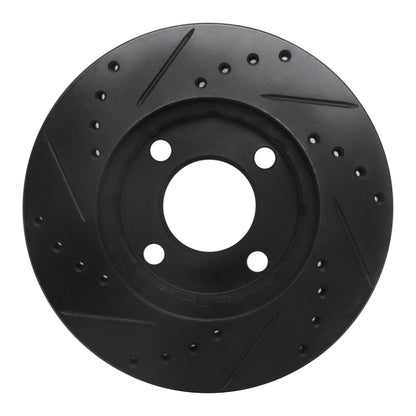 R1 Concepts R1 78-92 Audi 80 Front Right Drilled & Slotted Black Brake Rotor