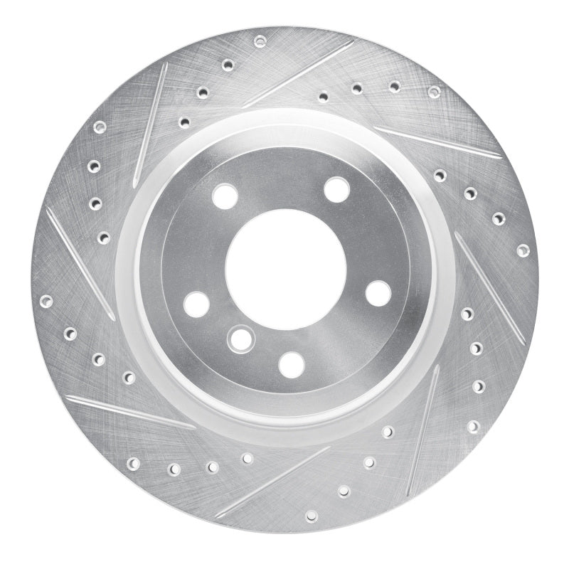 R1 Concepts R1 06-15 BMW 335I xDrive Rear Left Drilled & Slotted Silver Brake Rotor