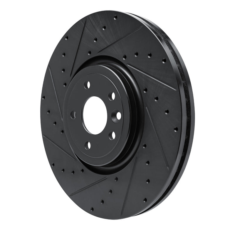 R1 Concepts R1 16-24 Jaguar XF Front Left Drilled & Slotted Black Brake Rotor