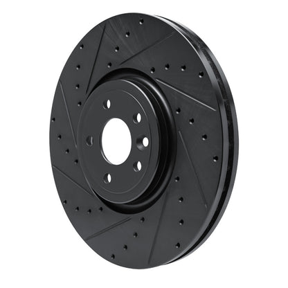 R1 Concepts R1 16-24 Jaguar XF Front Left Drilled & Slotted Black Brake Rotor