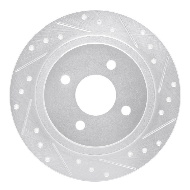 R1 Concepts R1 02-04 Ford Focus Rear Right Drilled & Slotted Silver Brake Rotor