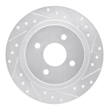 R1 Concepts R1 02-04 Ford Focus Rear Right Drilled & Slotted Silver Brake Rotor