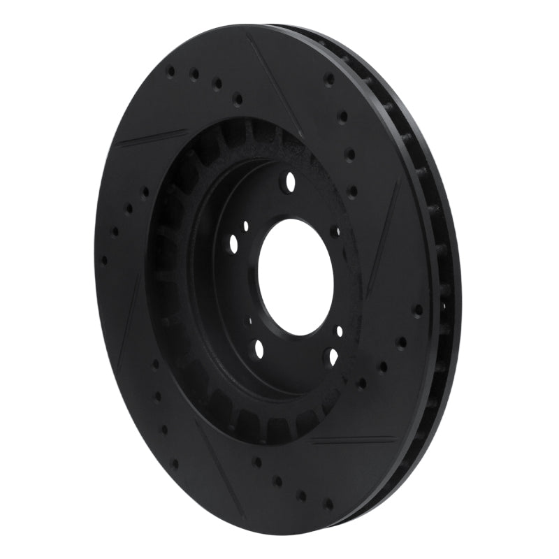 R1 Concepts R1 00-09 Honda S2000 Front Left Drilled & Slotted Black Brake Rotor