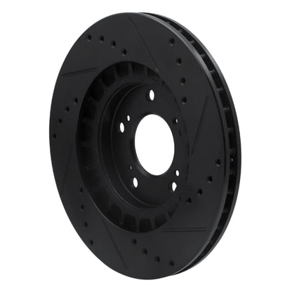 R1 Concepts R1 00-09 Honda S2000 Front Left Drilled & Slotted Black Brake Rotor