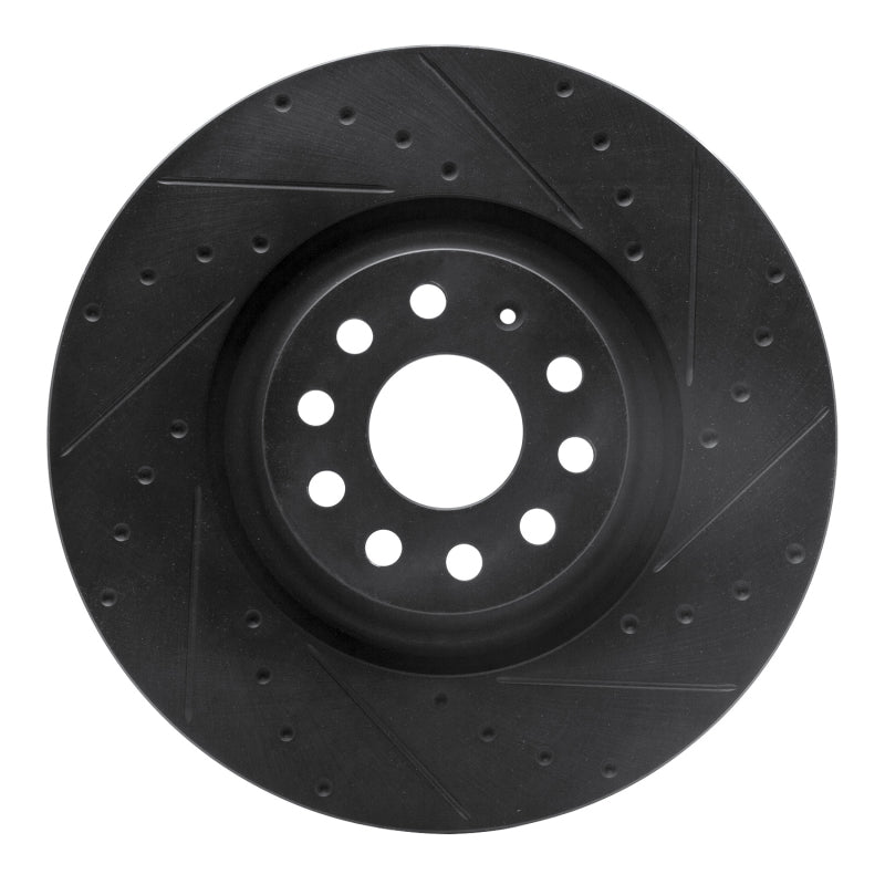 R1 Concepts R1 2022+ Volkswagen GTI Mk 8 Front Right Drilled & Slotted Black Brake Rotor