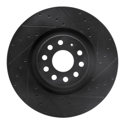 R1 Concepts R1 2022+ Volkswagen GTI Mk 8 Front Right Drilled & Slotted Black Brake Rotor
