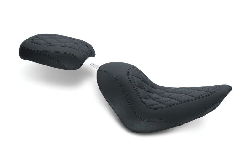 Mustang Motorcycle Mustang 06-17 Harley Softail Wide Tire (200mm) Tripper Solo Seat Diamond Stitch - Black