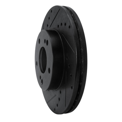 R1 Concepts R1 89-90 Nissan 300ZX Front Left Drilled & Slotted Black Brake Rotor