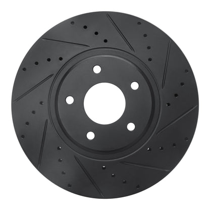 R1 Concepts R1 03-05 Nissan Maxima Front Right Drilled & Slotted Black Brake Rotor