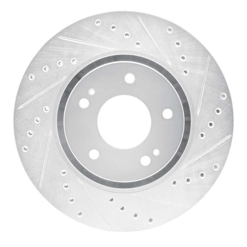 R1 Concepts R1 09-15 Mitsubishi Lancer Front Right Drilled & Slotted Silver Brake Rotor