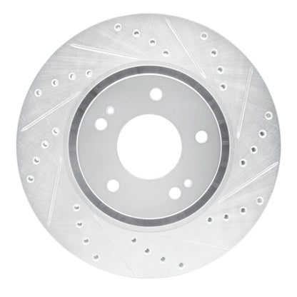 R1 Concepts R1 09-15 Mitsubishi Lancer Front Right Drilled & Slotted Silver Brake Rotor