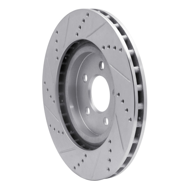 R1 Concepts R1 94-04 Ford Mustang Front Right Drilled & Slotted Silver Brake Rotor