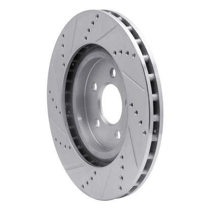 R1 Concepts R1 94-04 Ford Mustang Front Right Drilled & Slotted Silver Brake Rotor