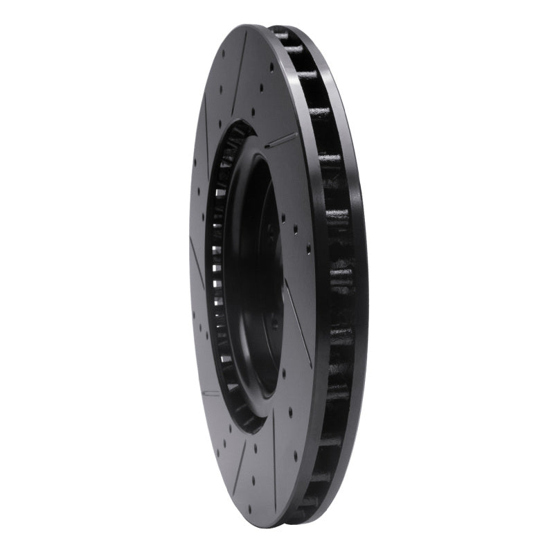 R1 Concepts R1 07-14 Ford Mustang Front Right Drilled & Slotted Black Brake Rotor