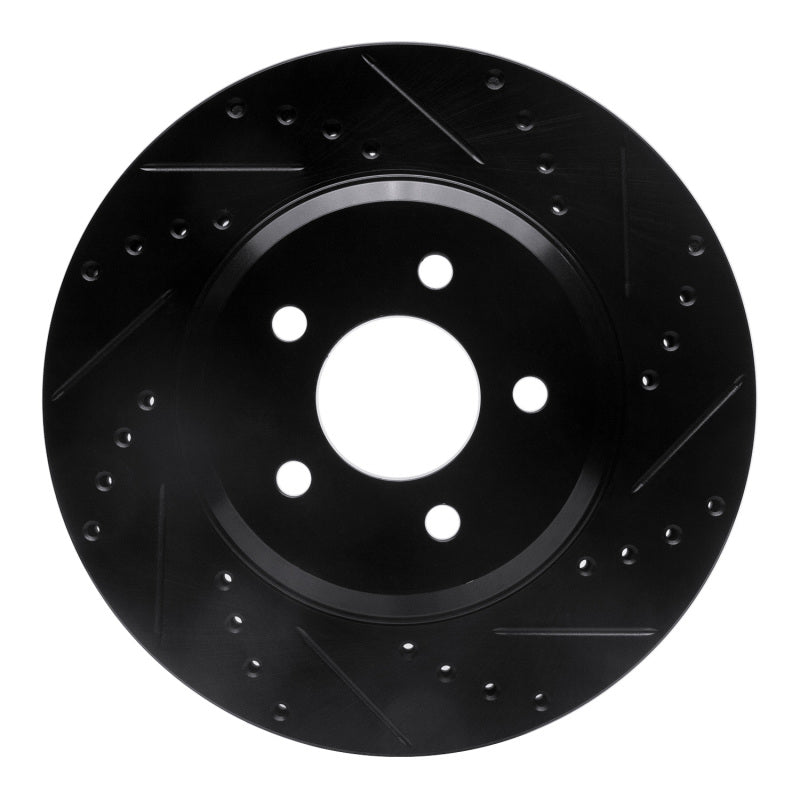 R1 Concepts R1 05-14 Ford Mustang Front Right Drilled & Slotted Black Brake Rotor