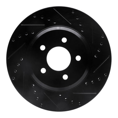 R1 Concepts R1 05-14 Ford Mustang Front Right Drilled & Slotted Black Brake Rotor