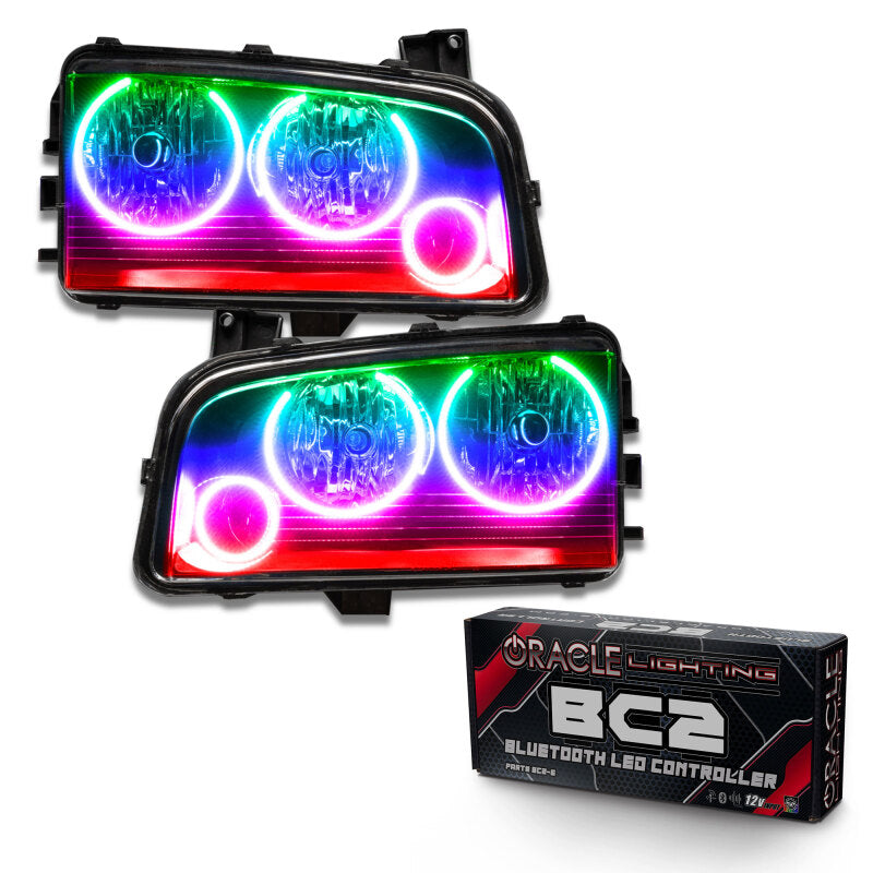 ORACLE Lighting Oracle 05-10 Dodge Charger SMD HL (Non-HID) - Triple Halo - ColorSHIFT w/ BC1 Controller