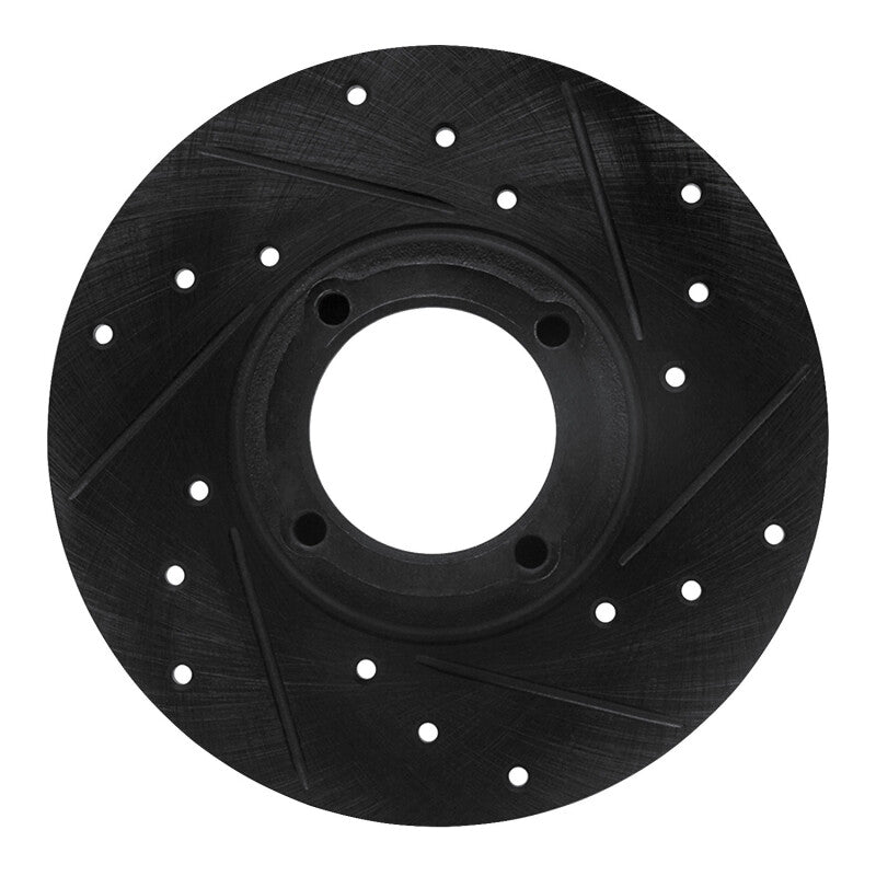 R1 Concepts R1 63-79 Austin Healey Sprite Front Right Drilled & Slotted Black Brake Rotor