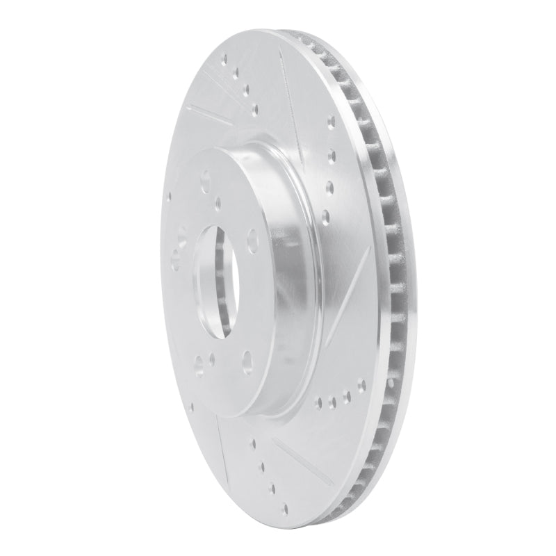 R1 Concepts R1 16-25 Honda Civic Hatchback Front Right Drilled & Slotted Silver Brake Rotor