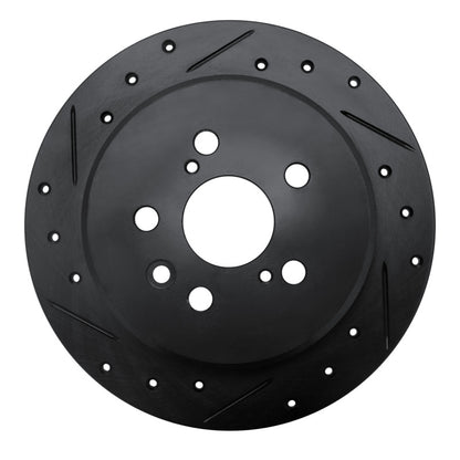 R1 Concepts R1 94-95 Toyota Celica Rear Left Drilled & Slotted Black Brake Rotor