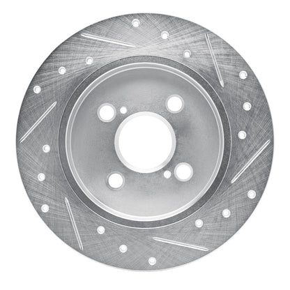 R1 Concepts R1 12-18 Toyota Yaris (USA/Canada) Rear Left Drilled & Slotted Silver Brake Rotor