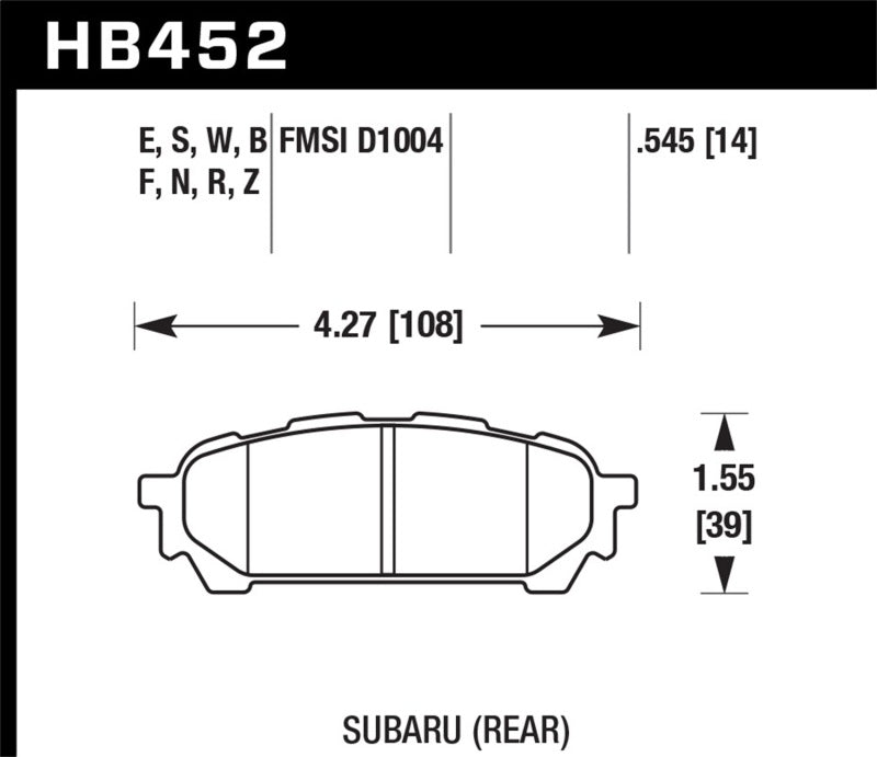 Hawk Performance Hawk 03-05 WRX D1004 HPS Street Rear Brake Pads