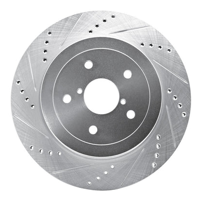 R1 Concepts R1 05-07 Subaru Impreza Rear Left Drilled & Slotted Silver Brake Rotor