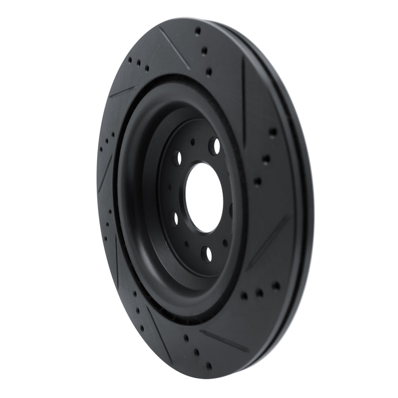 R1 Concepts R1 2017-2025 Tesla Model 3 Rear Left Drilled & Slotted Black Brake Rotor