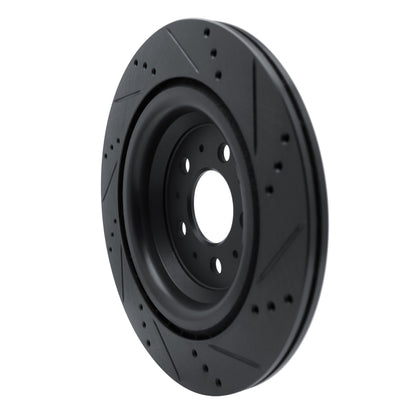 R1 Concepts R1 2017-2025 Tesla Model 3 Rear Left Drilled & Slotted Black Brake Rotor