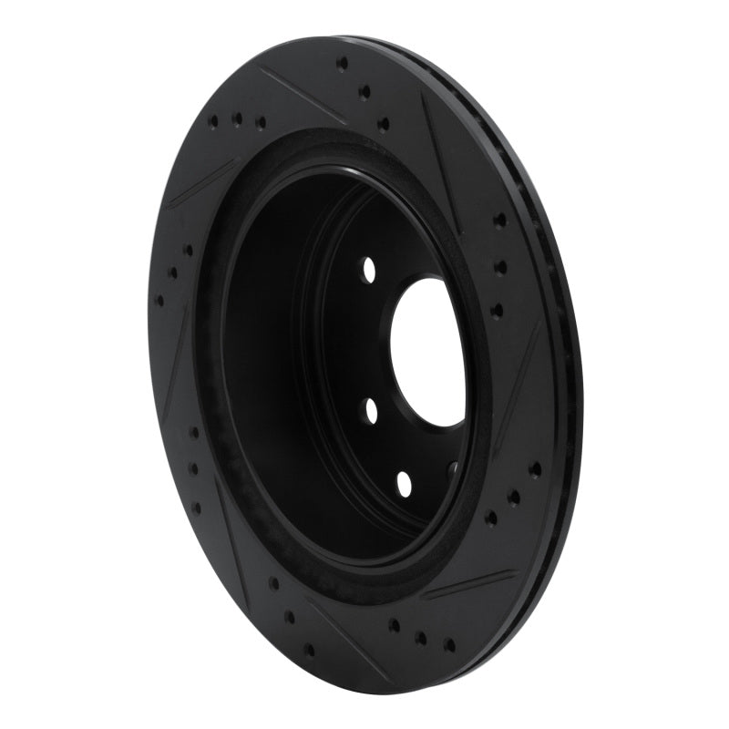 R1 Concepts R1 02-25 Infiniti G35 Rear Left Drilled & Slotted Black Brake Rotor