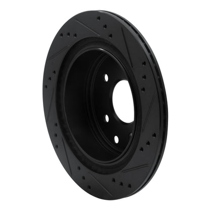 R1 Concepts R1 02-25 Infiniti G35 Rear Left Drilled & Slotted Black Brake Rotor