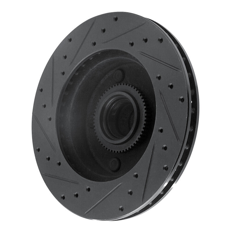 R1 Concepts R1 94-03 Ford E-150 Club Wagon Front Right Drilled & Slotted Black Brake Rotor