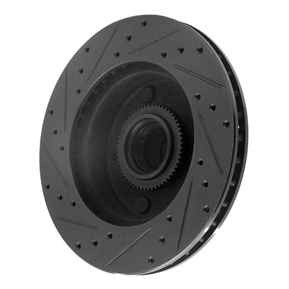R1 Concepts R1 94-03 Ford E-150 Club Wagon Front Right Drilled & Slotted Black Brake Rotor