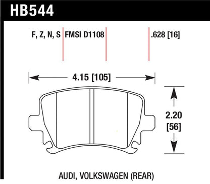 Hawk Performance Hawk 2006-2009 Audi A3 TFSIi Quattro 2.0 HPS 5.0 Rear Brake Pads