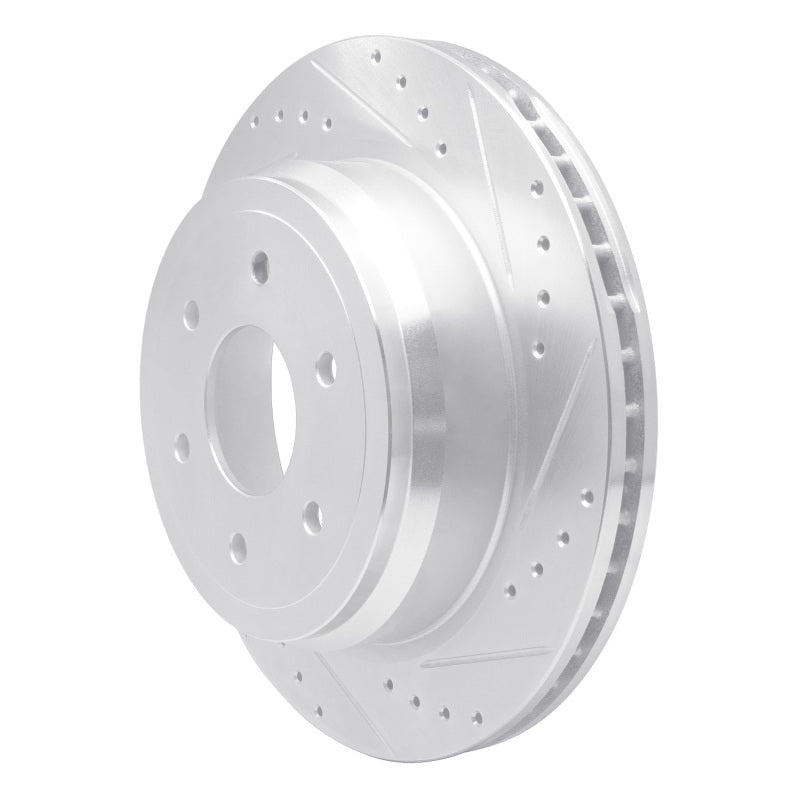 R1 Concepts R1 16-24 Nissan Titan XD Rear Right Drilled & Slotted Silver Brake Rotor