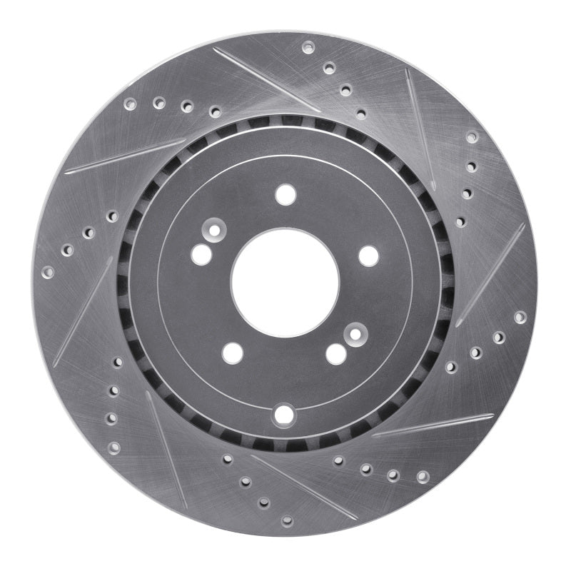 R1 Concepts R1 18-25 Genesis G70 Rear Right Drilled & Slotted Silver Brake Rotor