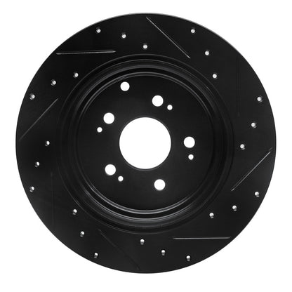R1 Concepts R1 06-14 Honda Ridgeline Rear Left Drilled & Slotted Black Brake Rotor
