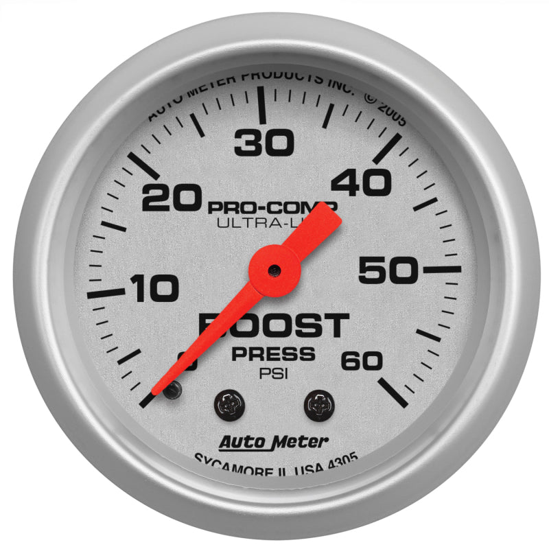 Autometer Ultra-Lite 52mm 60 PSI Mechanical Boost Gauge