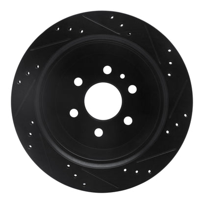 R1 Concepts R1 15-20 Chevrolet Colorado Rear Left Drilled & Slotted Black Brake Rotor