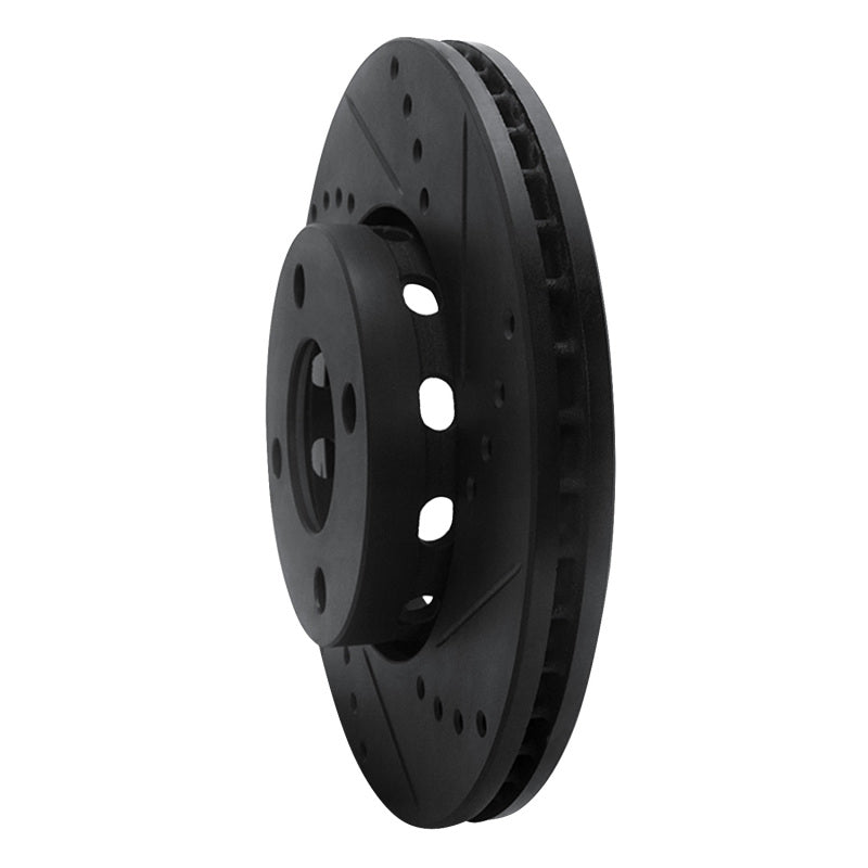 R1 Concepts R1 90-91 Audi 90 Quattro Front Right Drilled & Slotted Black Brake Rotor